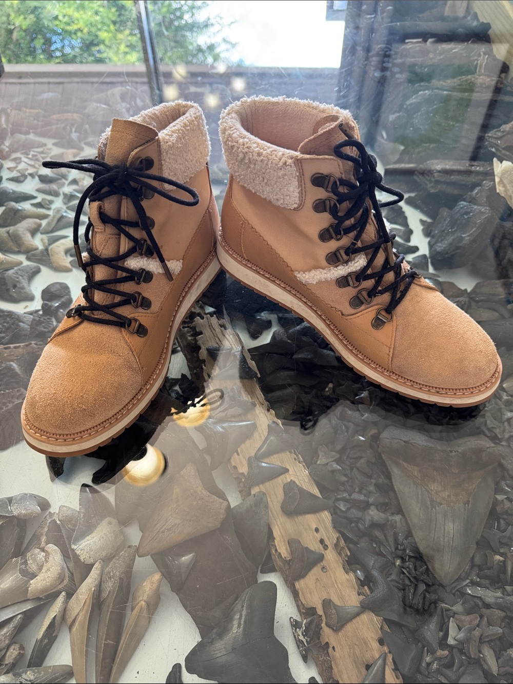 Toms Brown Lace-Up Boots with Gum Soles